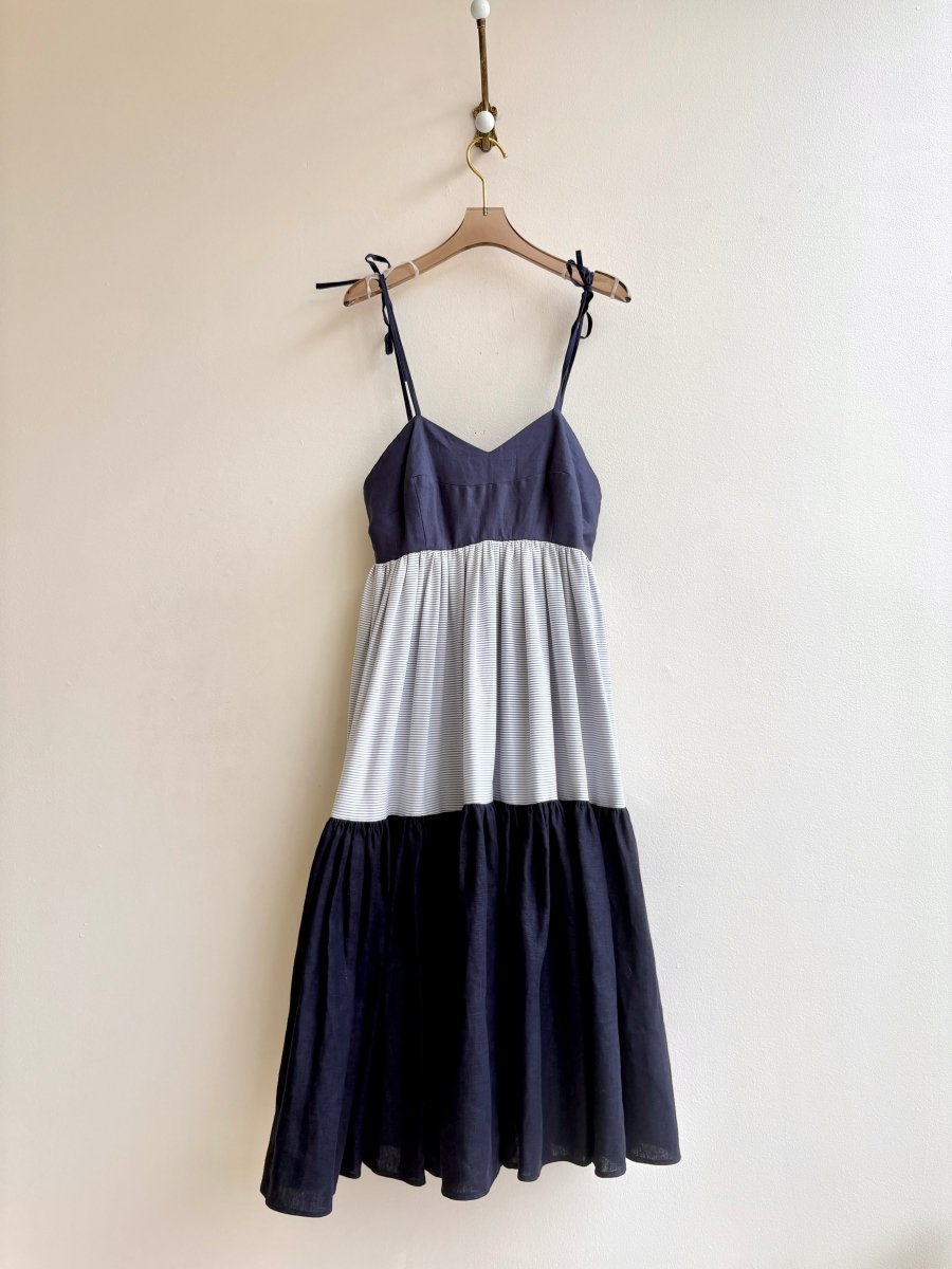 Fitted Navy Blue Tiered Dress - Made X Hudson
