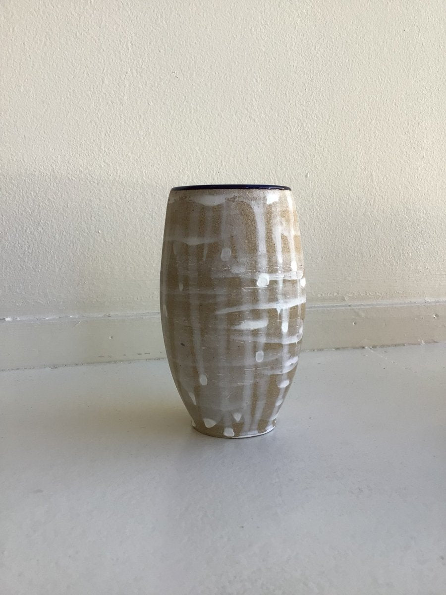 Drip with Navy Glazed Interior Decorative Vase 1 - Made X Hudson