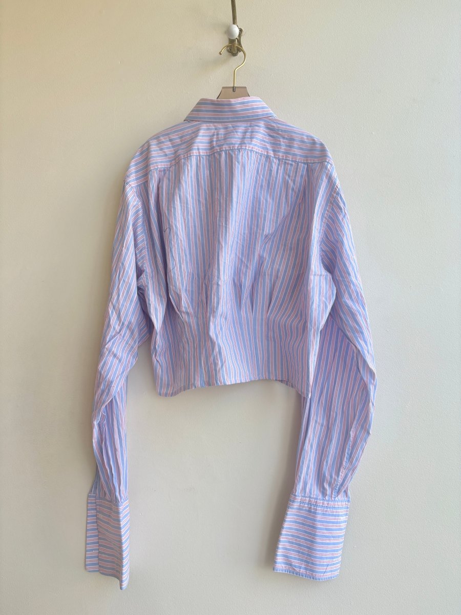 The Kevin Top | Cherry, Blossom and Sky Stripes w/ Gathered Waist (Reworked) - Made X Hudson