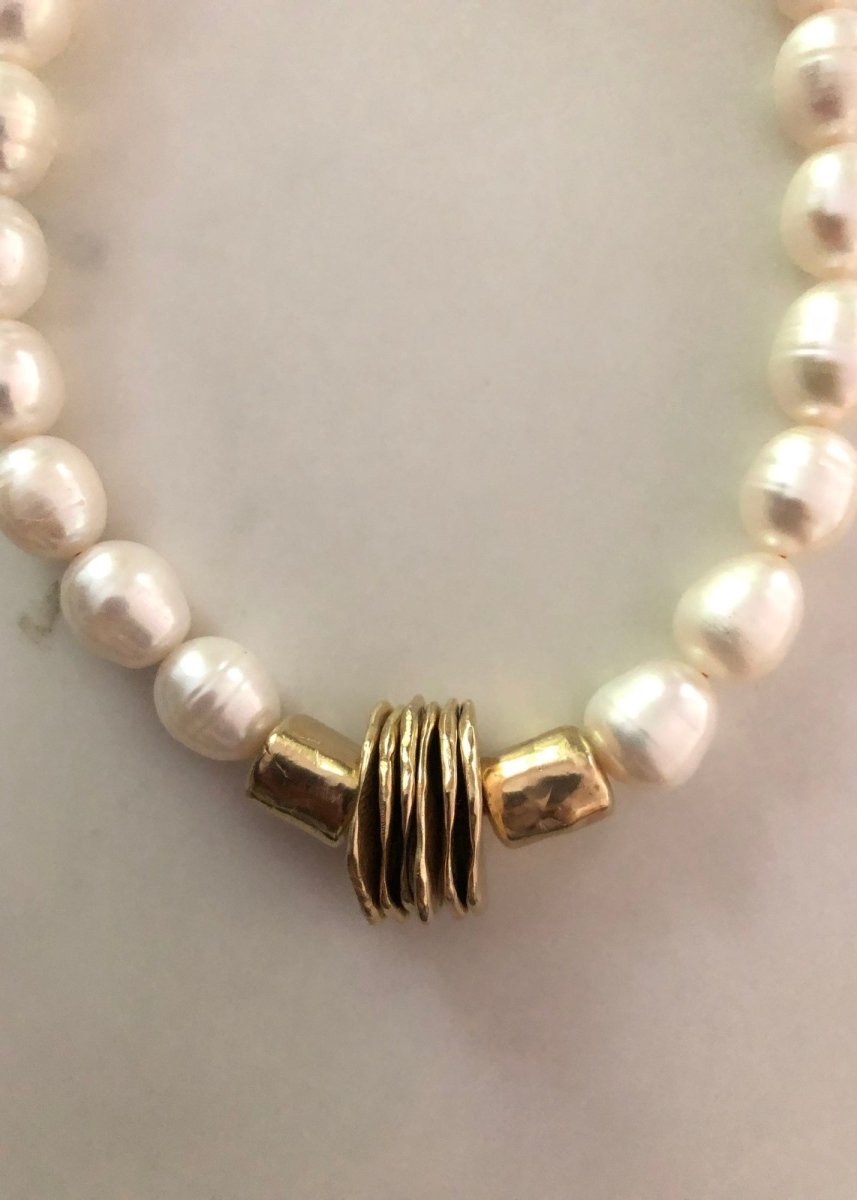 Collana Necklace | Freshwater Pearls & Brass Beads - Made X Hudson
