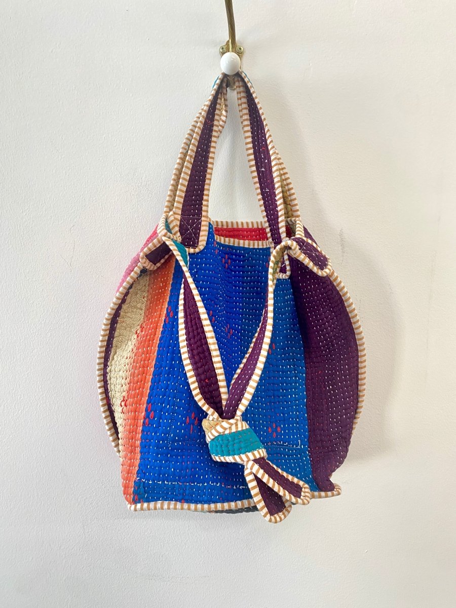 Reversible Xoti II Hand - Quilted Tote Bag in Colors Purple, Pink, Navy, Red, Royal Blue & Teal, Purple, Green - Made X Hudson