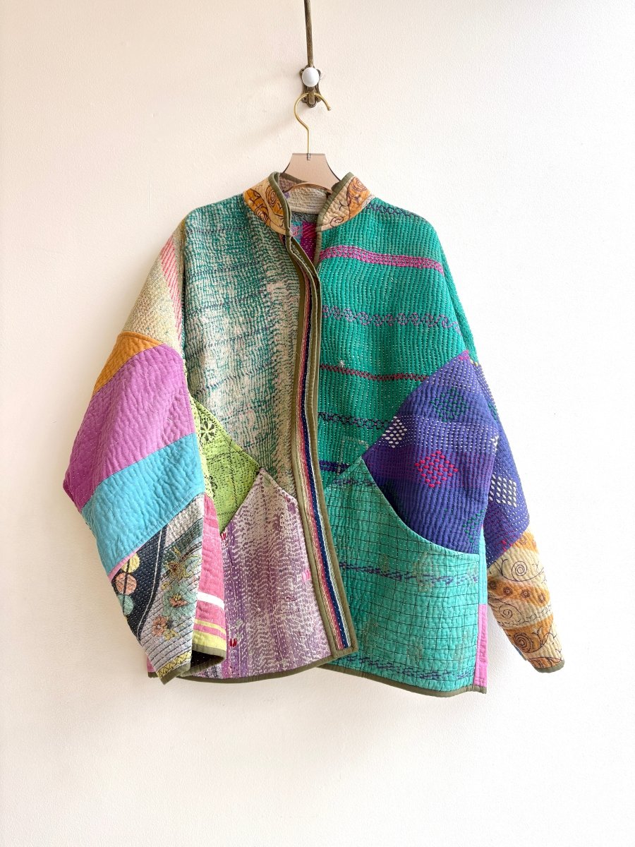 Reversible Ladhiya Quilted Jacket in Colors Olive, Lemon, Mauve & Teal, Blush, Lavender, Lime - Made X Hudson
