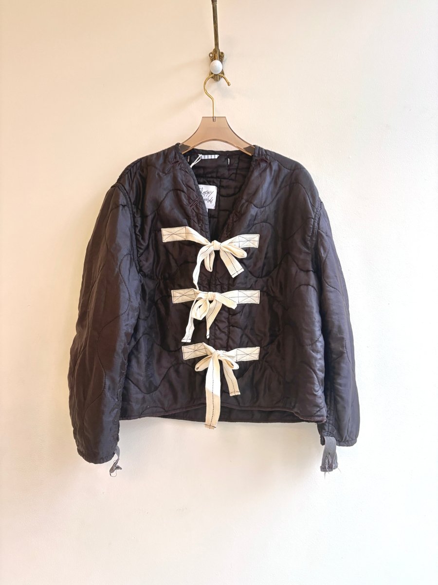 Coco Army Liner Quilted Coat w/ Cotton Canvas Twill Tape Ties (Reworked) - Made X Hudson