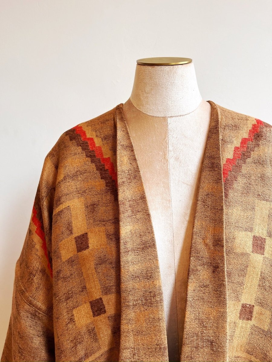 Tan, Brown, Orange Linen Santa Fe Print Chore Jacket - Made X Hudson