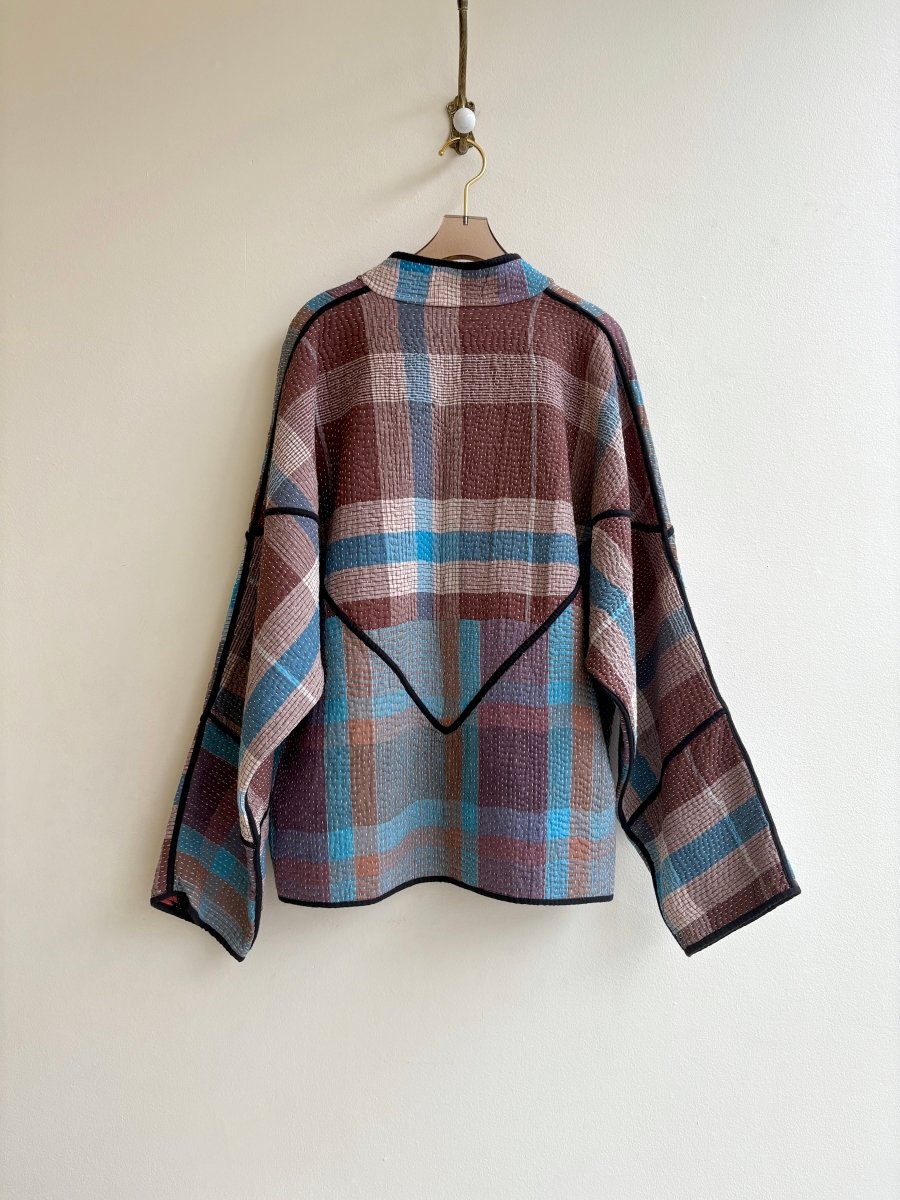 Reversible Ladhiya Quilted Jacket in Colors Orange, Navy, Yellow & Brown, Blue, Purple - Made X Hudson