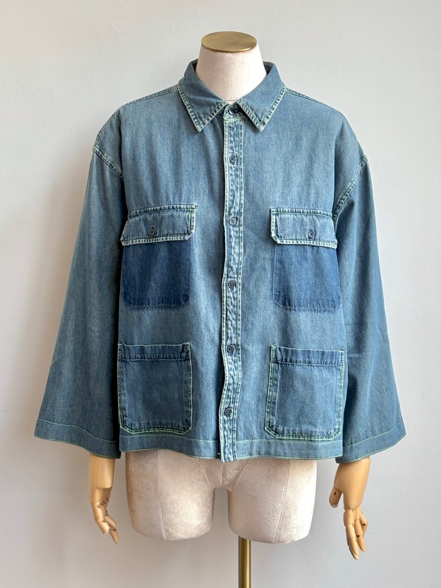 Lime Top - Stitch Denim Shirtjacket (Reworked) - Made X Hudson