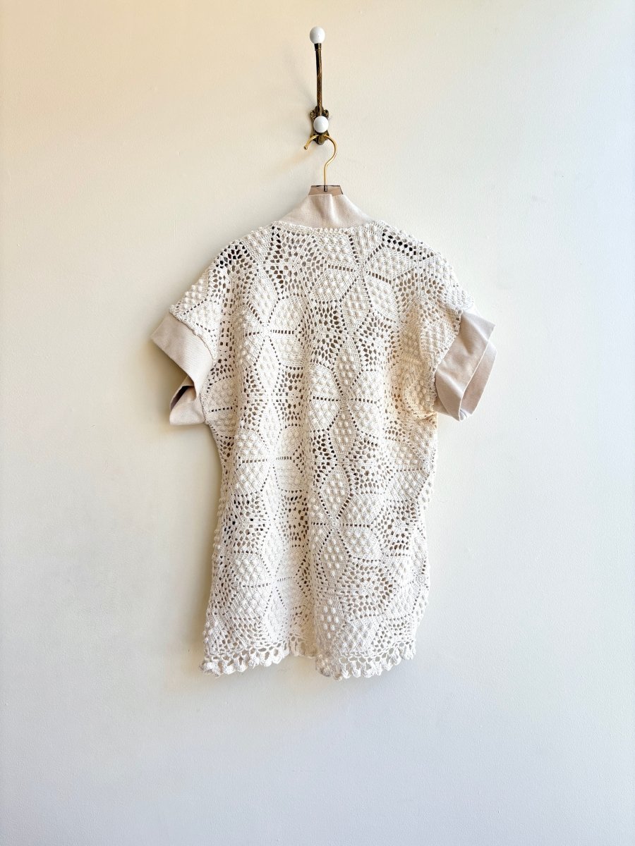 Cream Crochet & Canvas Haori Vest - Made X Hudson