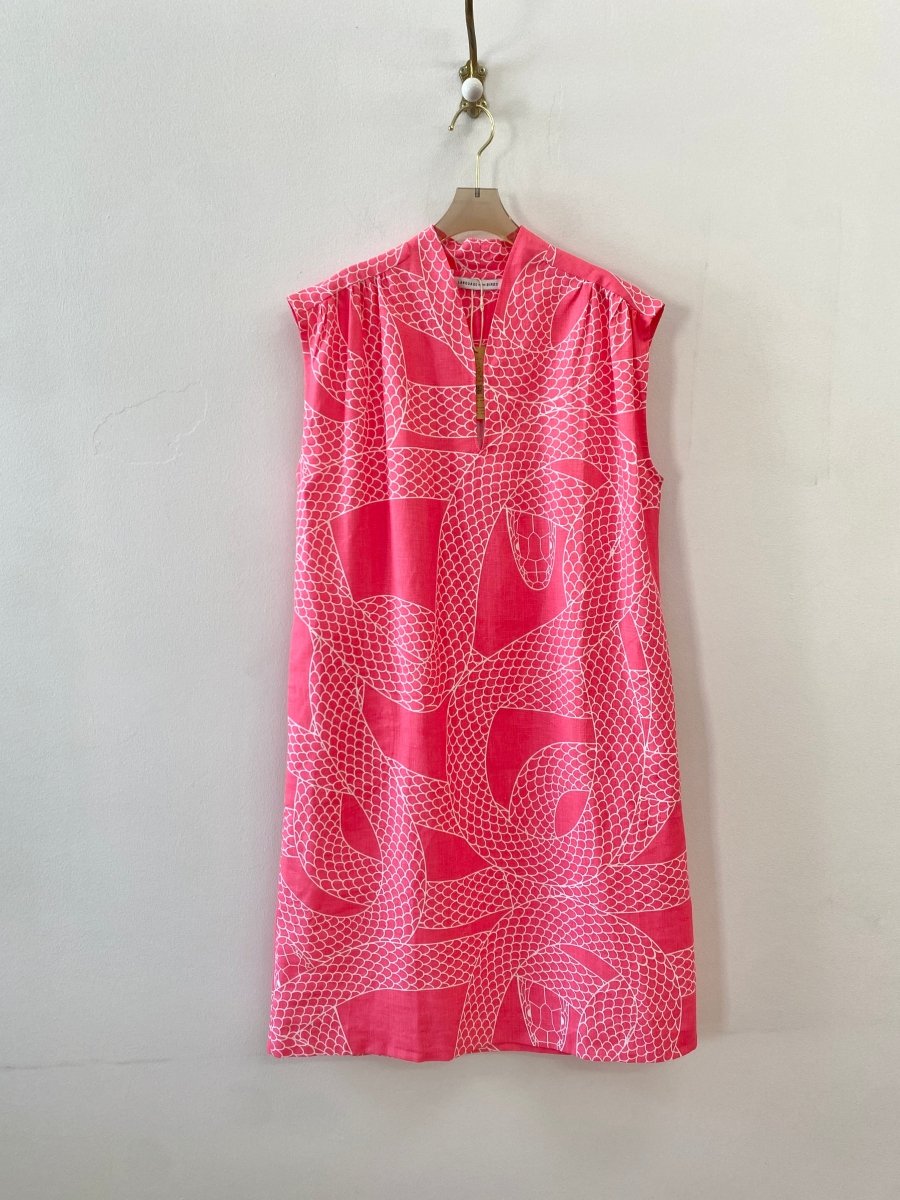 Neon Pink Snake Print Paper Bag Tofino Dress - Made X Hudson
