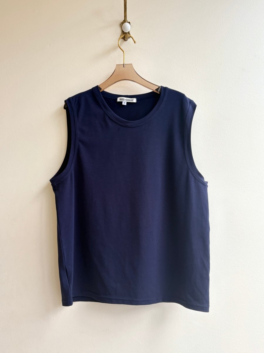Muscle Tee in Navy Cotton - Made X Hudson