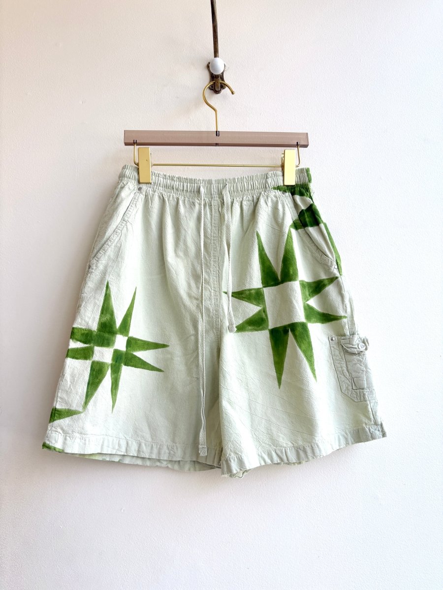 Sawtooth Honeydew Cotton Shorts in Lime (Reworked) - Made X Hudson
