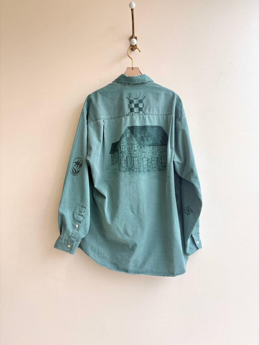 Hand Painted Jade Stone House Motif Top (Reworked) - Made X Hudson