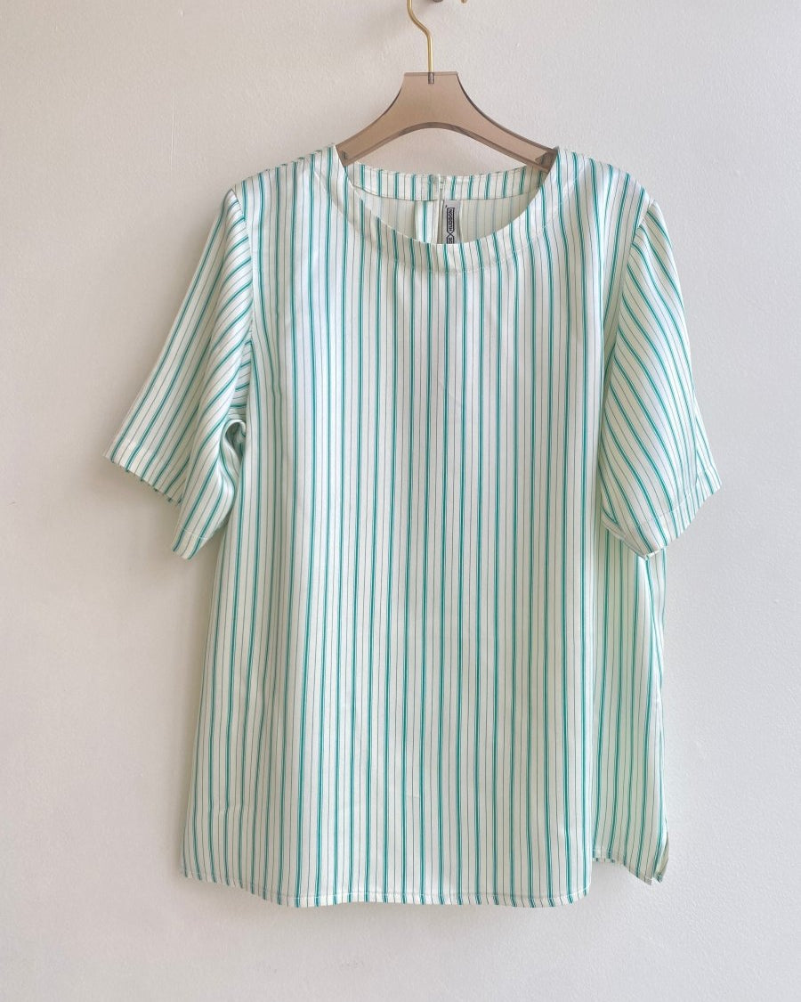 Green & Ivory Striped Everyday Top - Made X Hudson