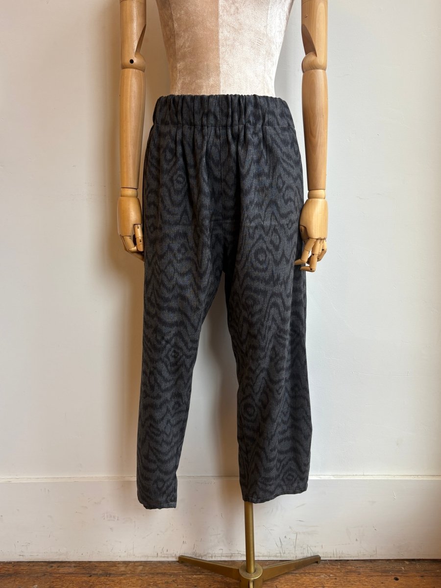 Charcoal Ikat Print Wool Studio Pant - Made X Hudson