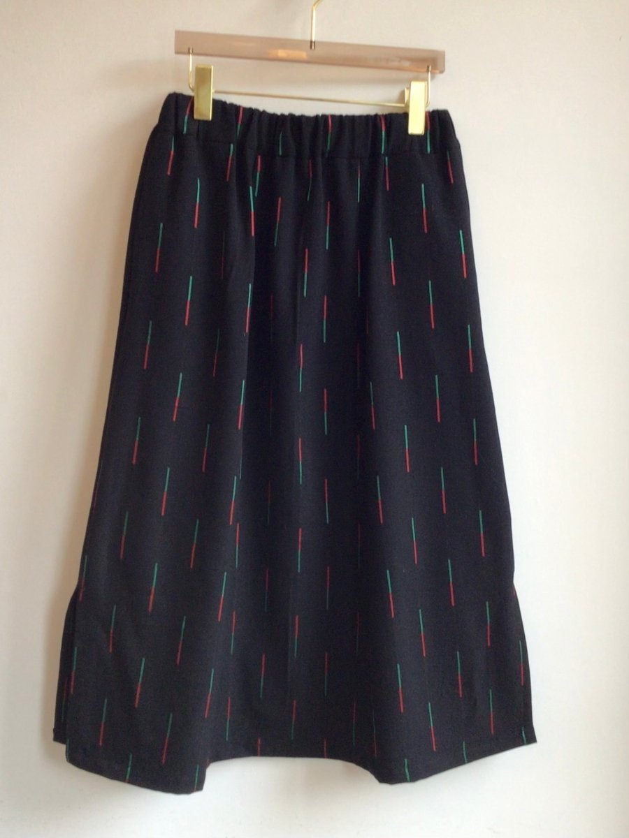 Black with Green & Red Stripes Zero Waste Skirt - Made X Hudson