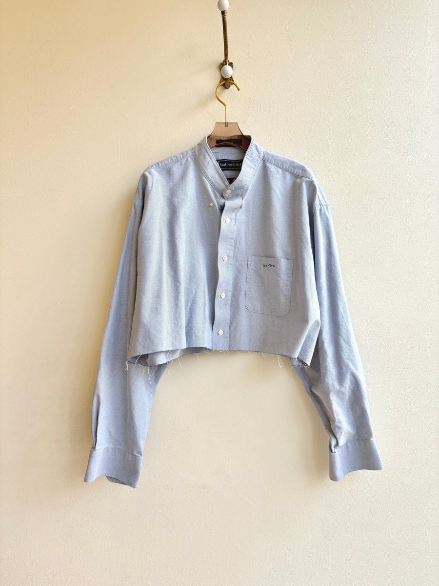 Sky Blue Annette Crop Top w/ Pearl Accent (Reworked) - Made X Hudson