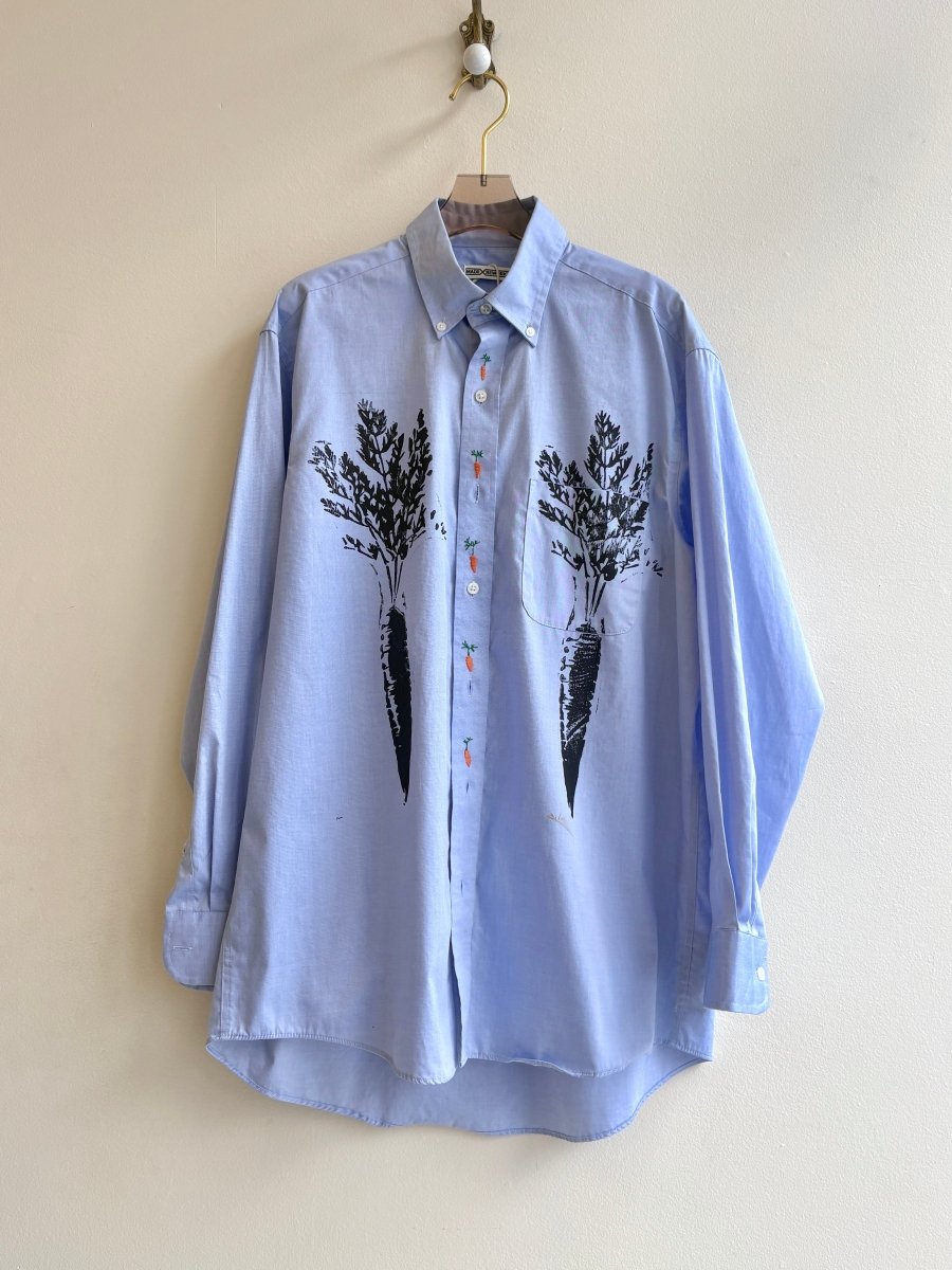 Carrot Placket Embroidered Blue Carrot Shirt (Reworked) - Made X Hudson