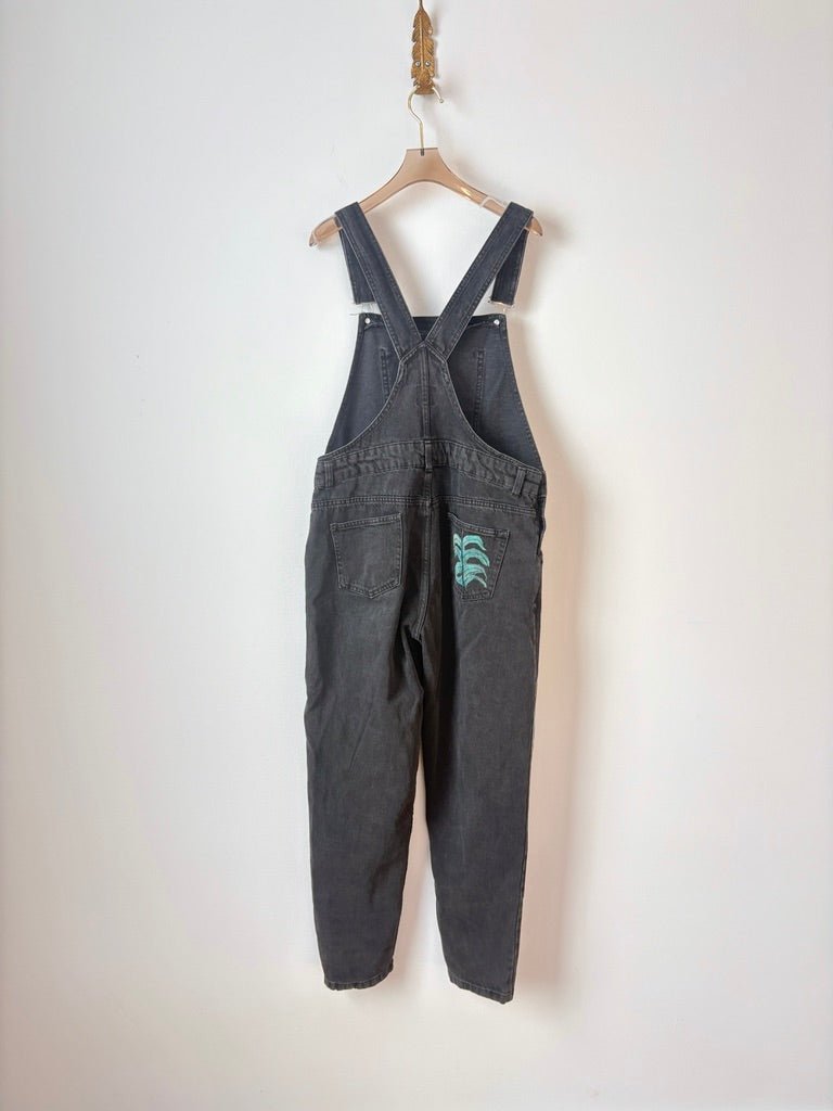 Monstera Black Overalls | Hand Painted (Reworked) - Made X Hudson