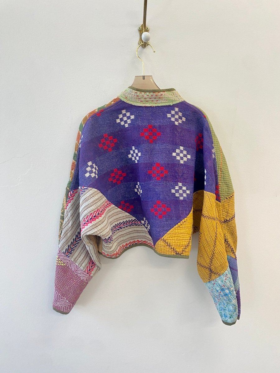 Reversible Kaira Quilted Cropped Jacket in Colors Sage Green, Blush Pink, Peach & Purple, Mustard, Orange & Sage Green - Made X Hudson