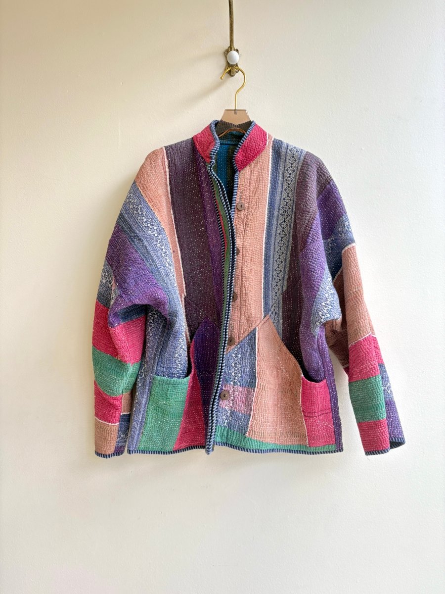 Reversible Ladhiya Quilted Jacket in Grey, Blue, Yellow & Blue, Purple, Mauve, Pink, Green - Made X Hudson