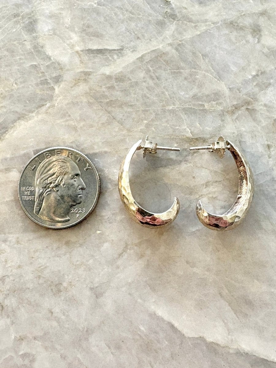 Hammered Open Hoops Sterling Silver Earrings - Made X Hudson
