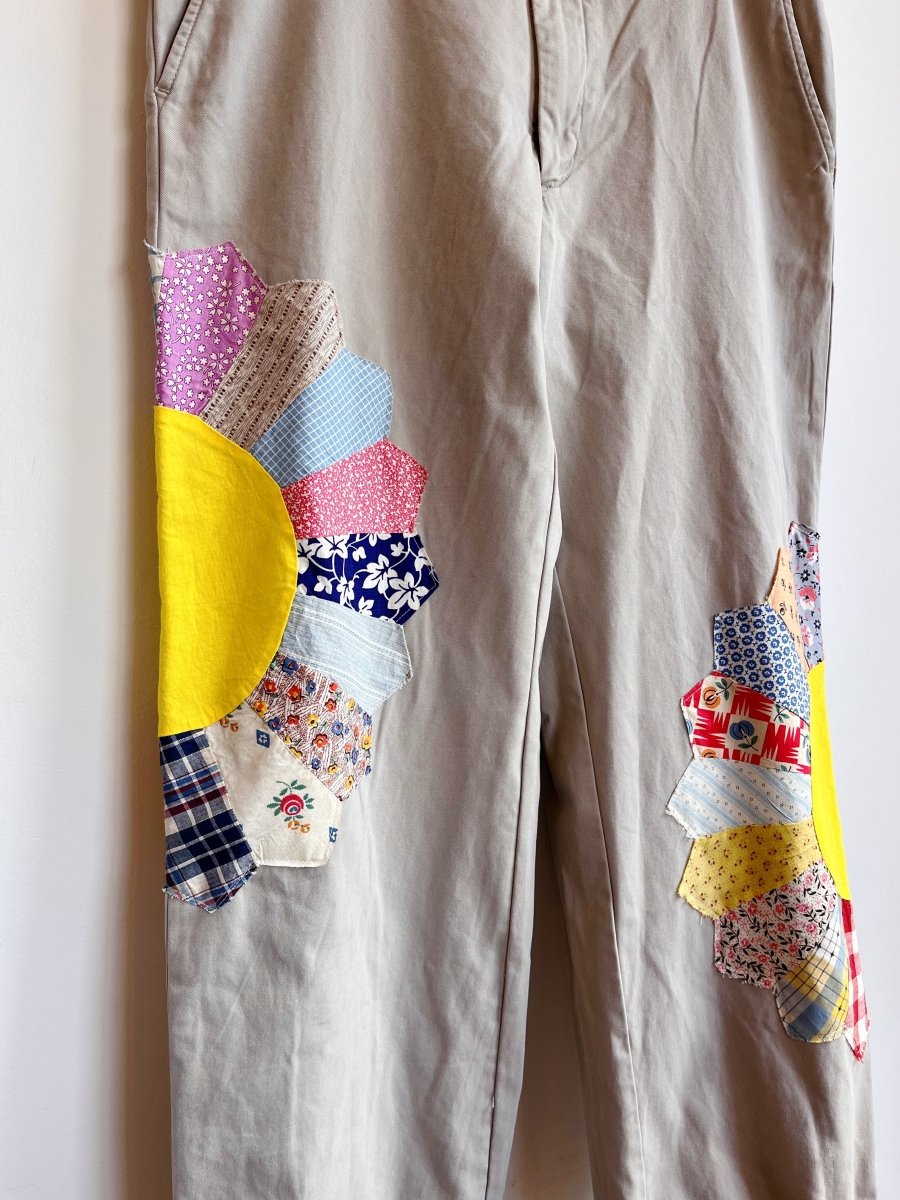 Dresden Quilted Plate Blocks Grey Chino Pant | Floral Focused (Reworked) - Made X Hudson