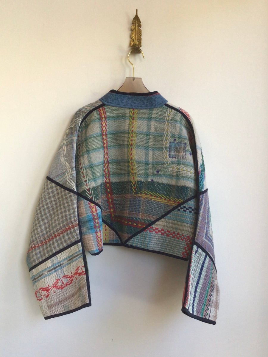 Reversible Kaira Quilted Cropped Jacket in Colors Blue, Grey, Green, Yellow, Red & Purple, Navy, Grey, Sky Blue, Forest, Pink - Made X Hudson