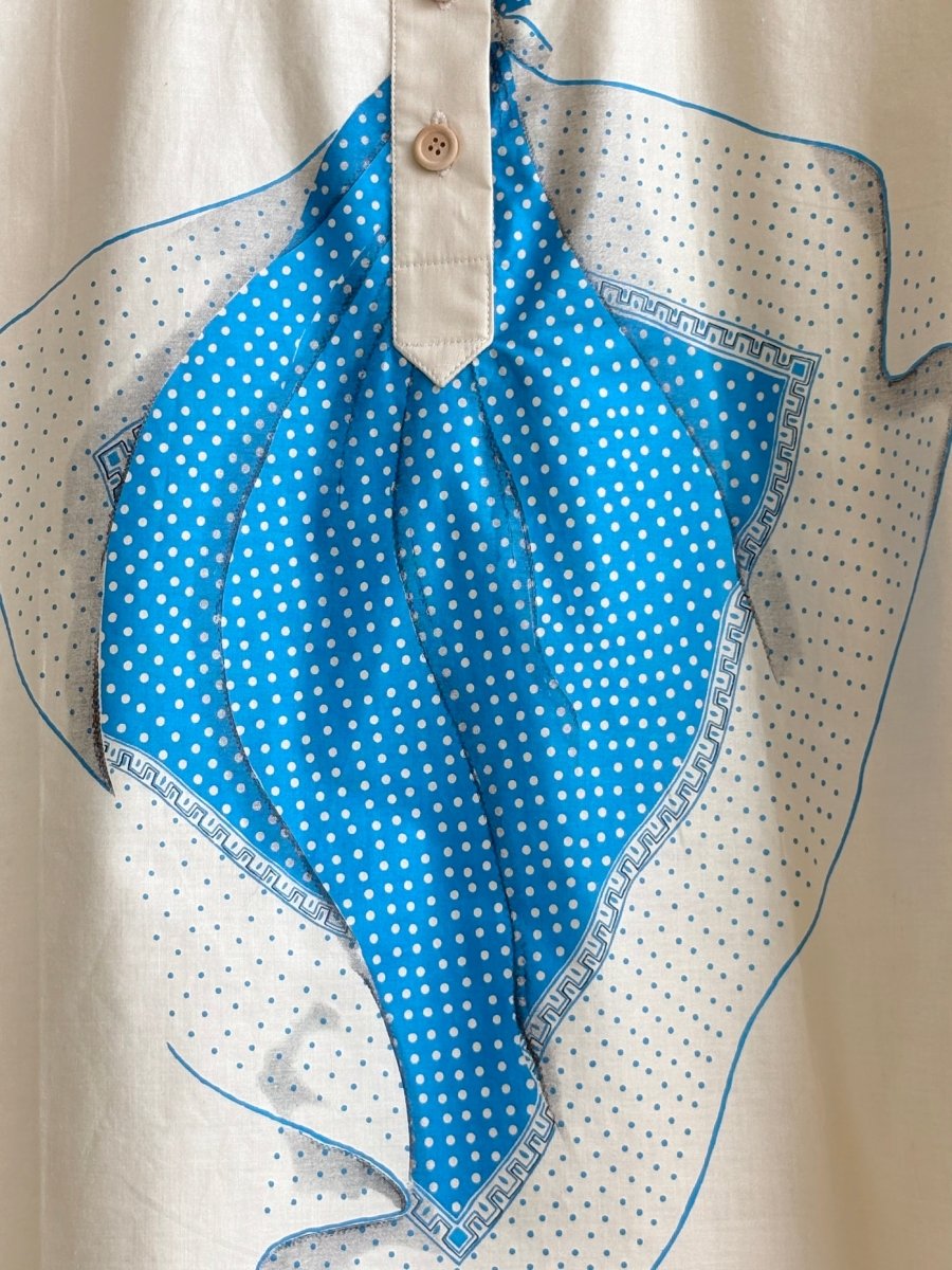 Short Sleeve Popover Shirt in Blue & White Handkerchief Print - Made X Hudson