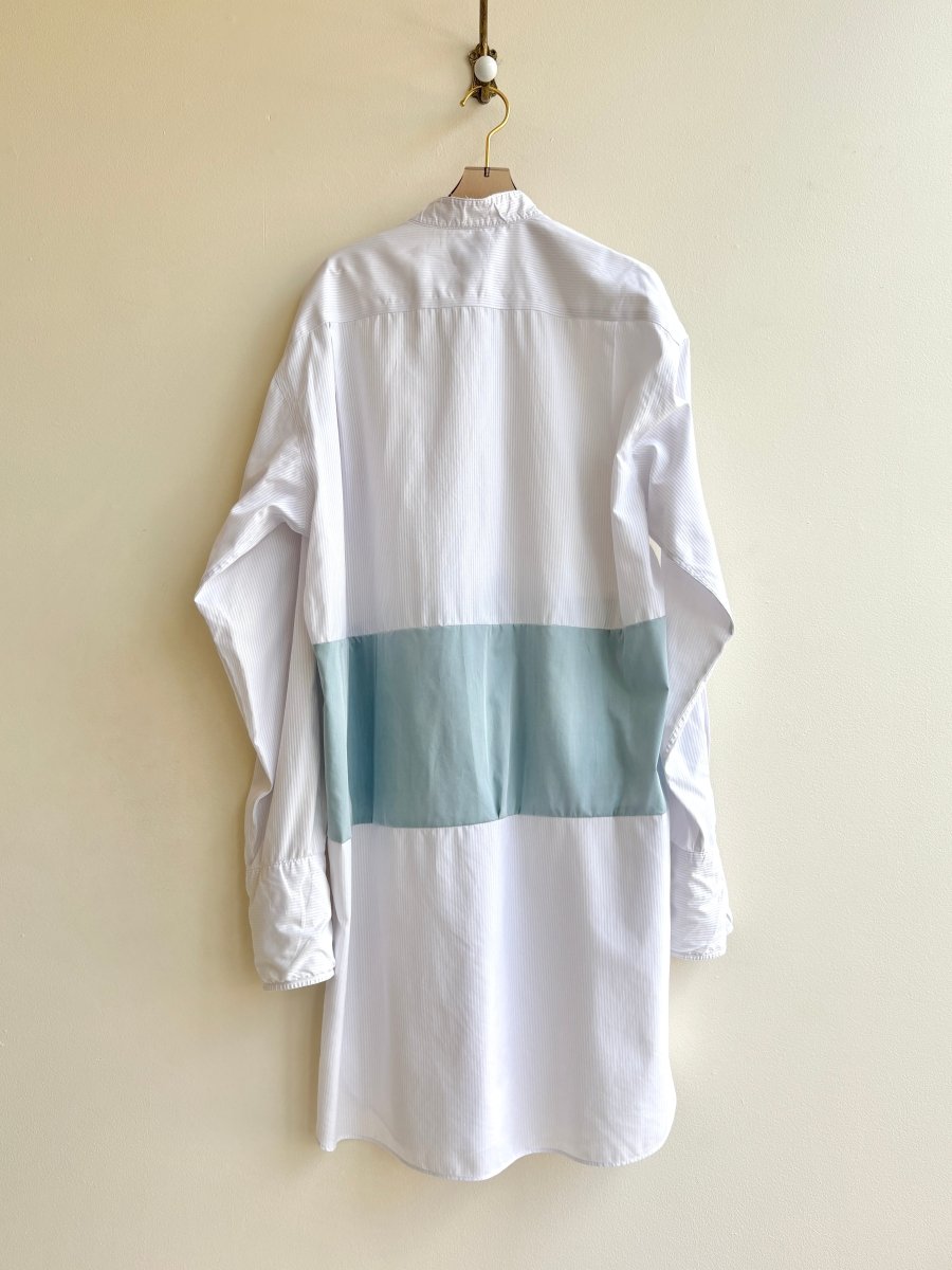 White Stripe & Seafoam Long Sleeve Des Dress (Reworked) - Made X Hudson