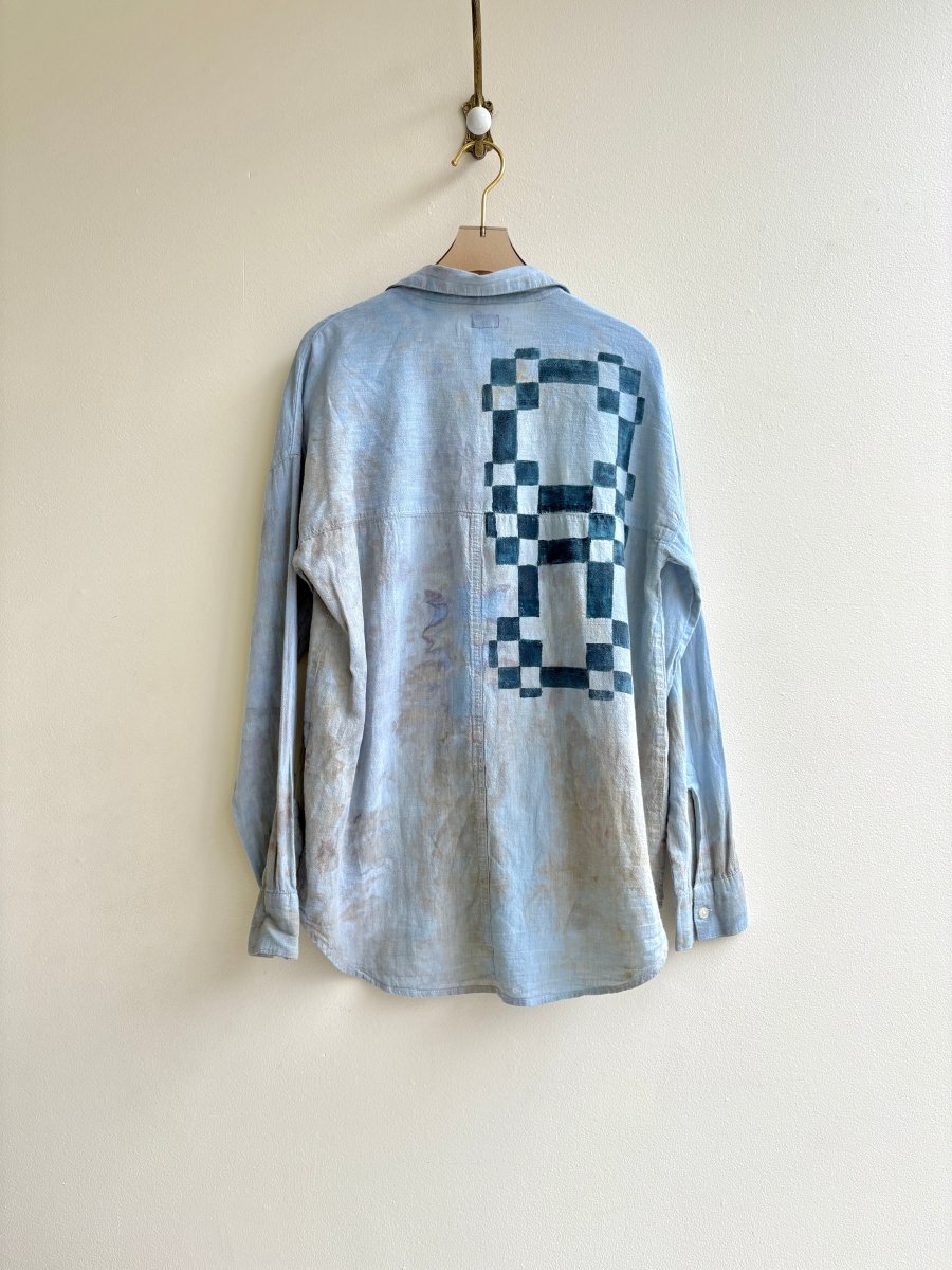 Hand Painted Quilt Soft Blue Top (Reworked) - Made X Hudson