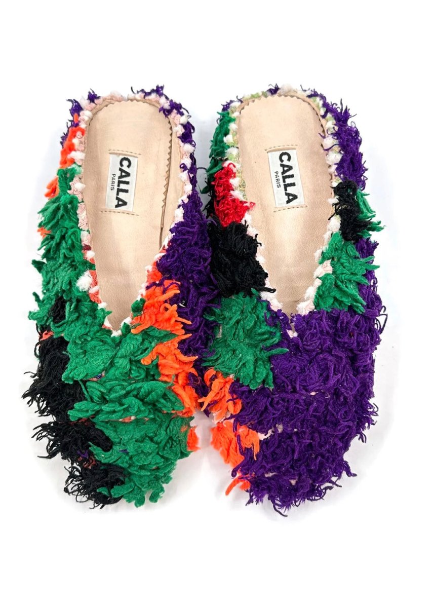 Aili Babouche “Mariposa” Mules In Colors Purple, Black, Bright Orange, Emerald (Size 38) - Made X Hudson