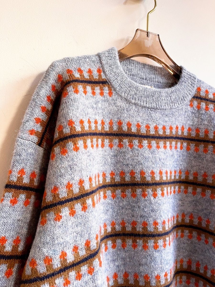 Cornflower + Orange | Vera Fairisle Crew Sweater (Multiple Sizes) - Made X Hudson