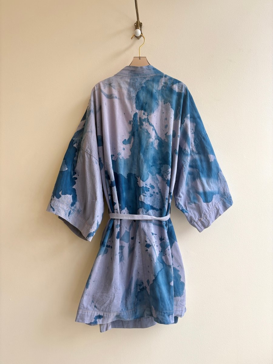 Blue Splattered Lavender Drop Cloth Wrap Jacket (Reworked) - Made X Hudson