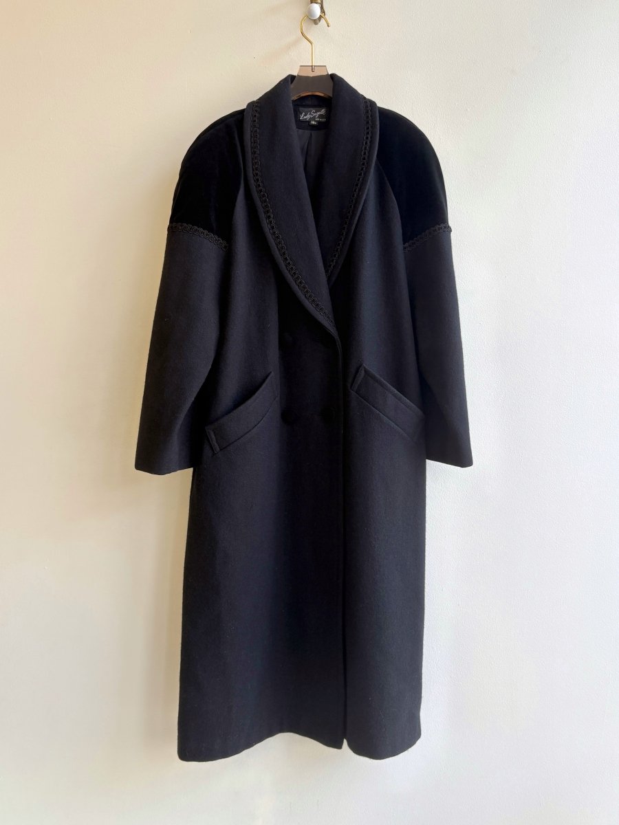 Lady Suzette | Black Wool & Velvet Coat (Vintage) - Made X Hudson