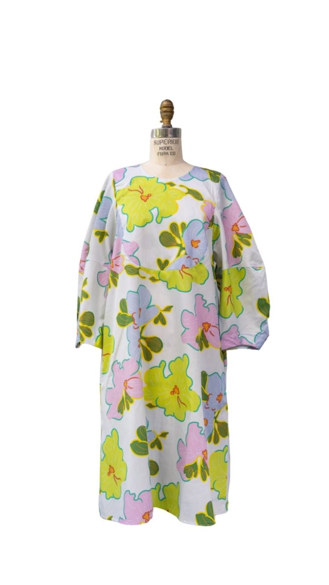 Green, Pink, and Baby Blue Floral Bib Dress - Made X Hudson
