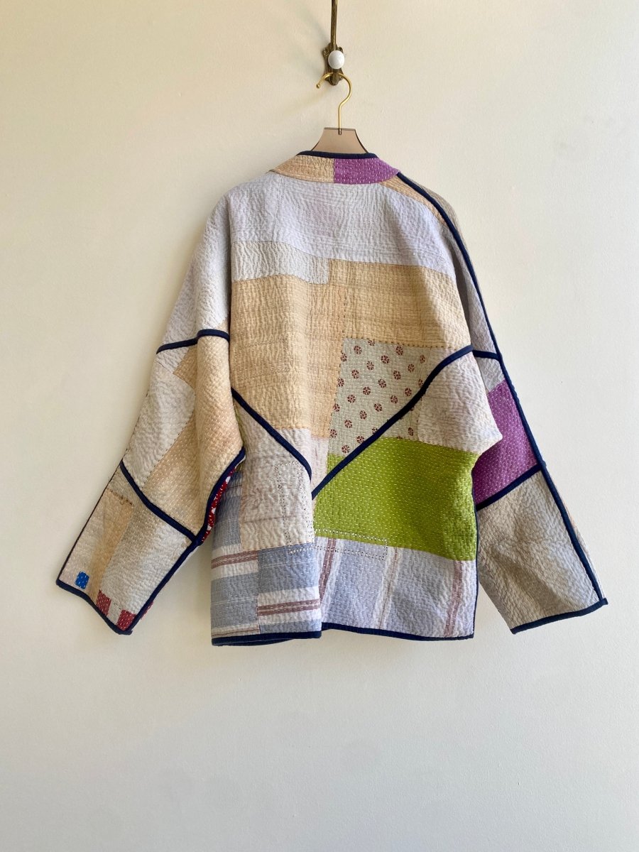 Reversible Ladhiya Quilted Jacket in Colors Neutral, Blue, Red & Brown, Purple & Blue - Made X Hudson