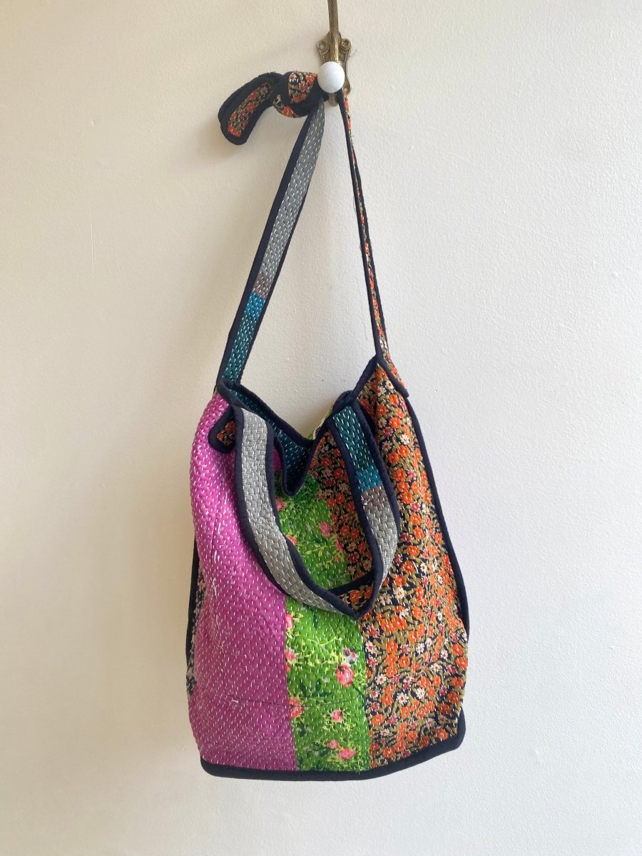 Reversible Xoti II Tote Bag in Colors Orange, Green, Pink, & Blue, Grey - Made X Hudson