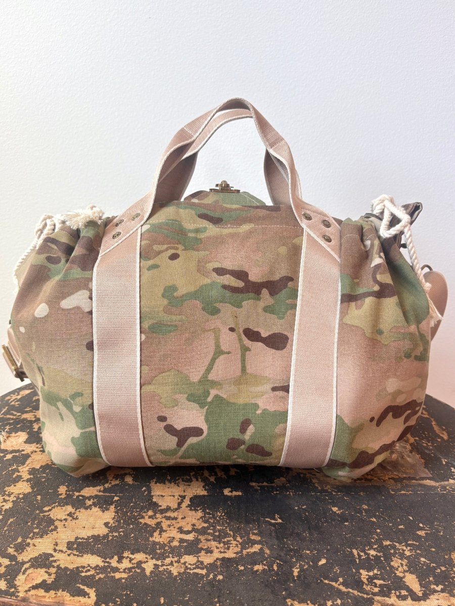 Mini Cross - Body Duffel Bag in Faded Camo w/ Cream Webbing - Made X Hudson