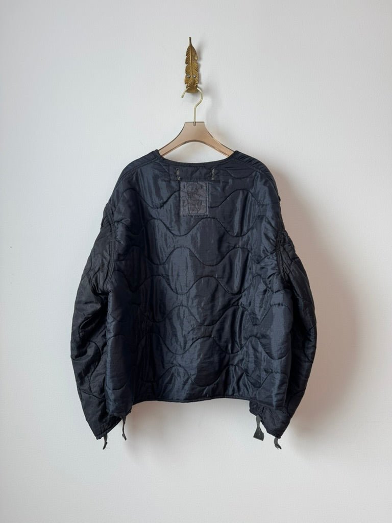 Navy Blue Army Liner Quilted Coat w/ Twill Tape Ties (Reworked) - Made X Hudson