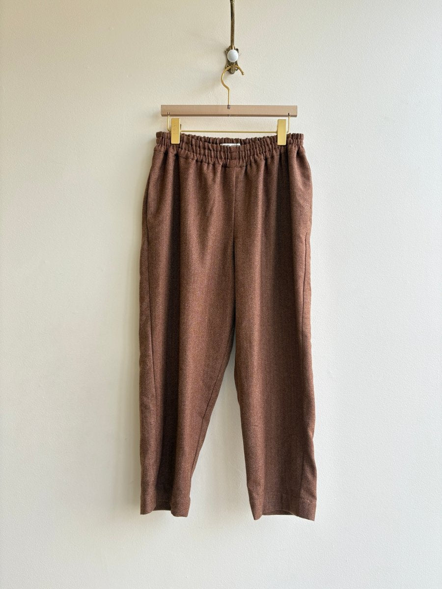 Caramel Herringbone Wool Blend Cropped Joggers - Made X Hudson