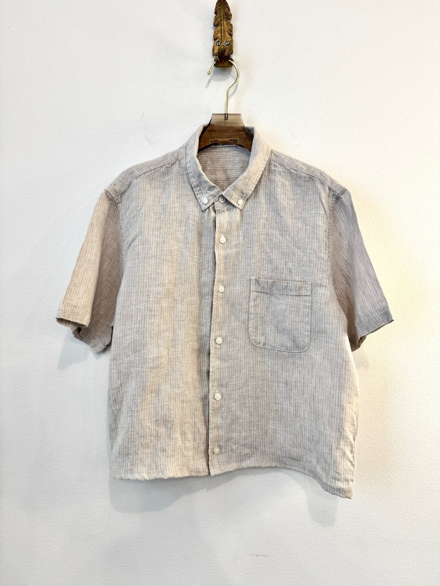 The Vale Shirt in Pin Stripe Flax Linen (Reworked) - Made X Hudson
