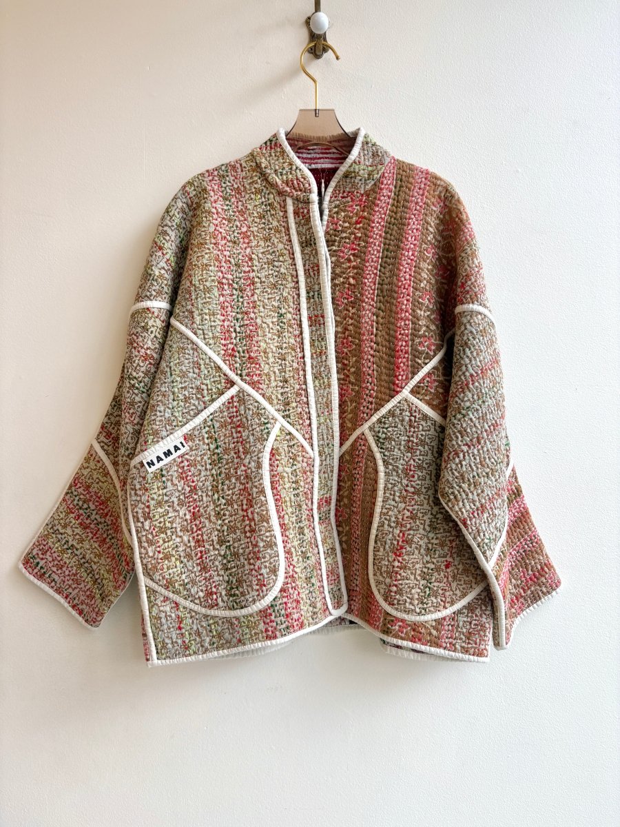 Reversible Ladhiya Quilted Jacket in Colors Fawn, Terracotta, Cream & Taupe, Crimson, Black - Made X Hudson