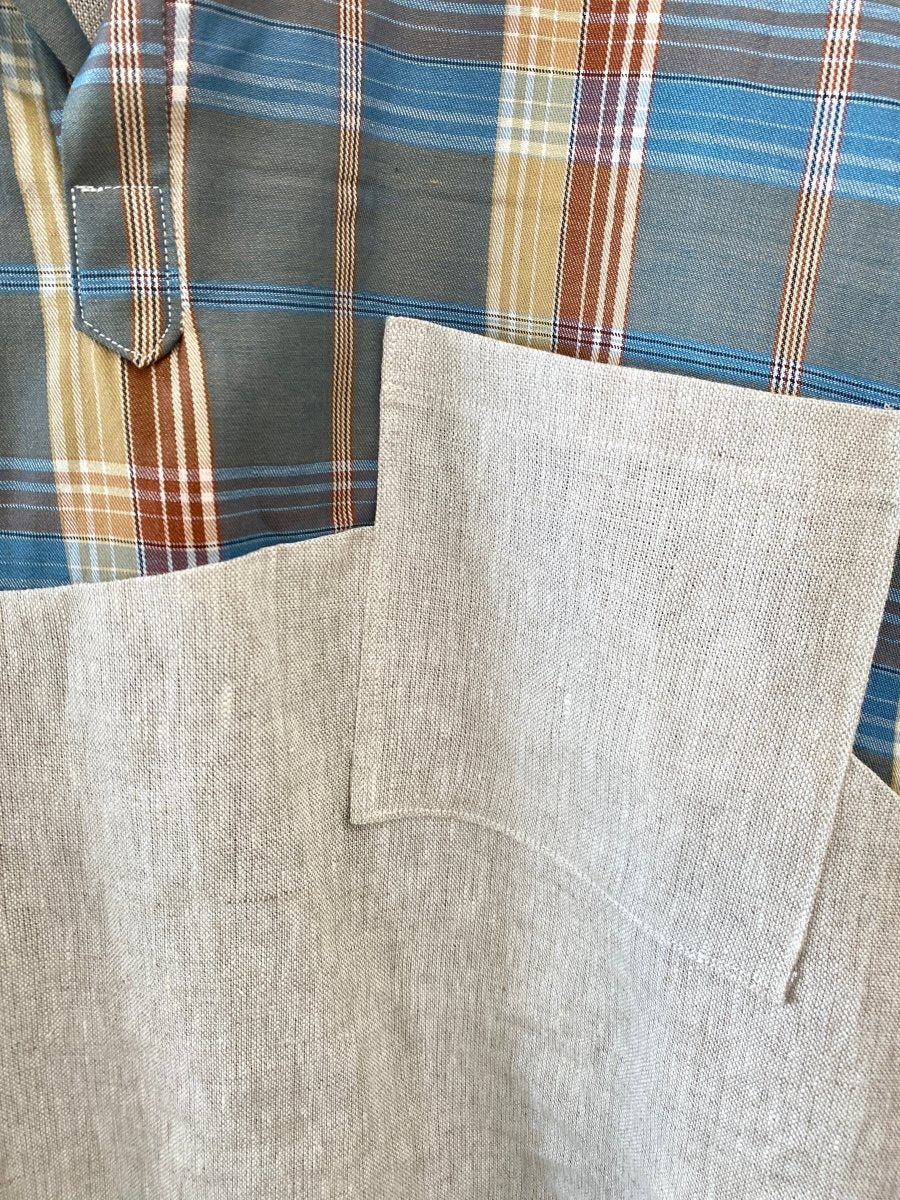 Oatmeal Linen & Blue Plaid Wave Shirt - Made X Hudson