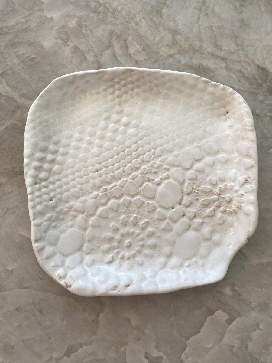 White Lace Stamped Decorative Tray - Made X Hudson