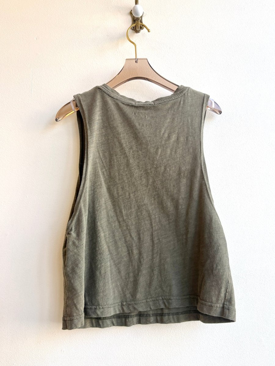 Cropped Hand Embroidery Daisies Sleeveless Tee (Reworked) - Made X Hudson