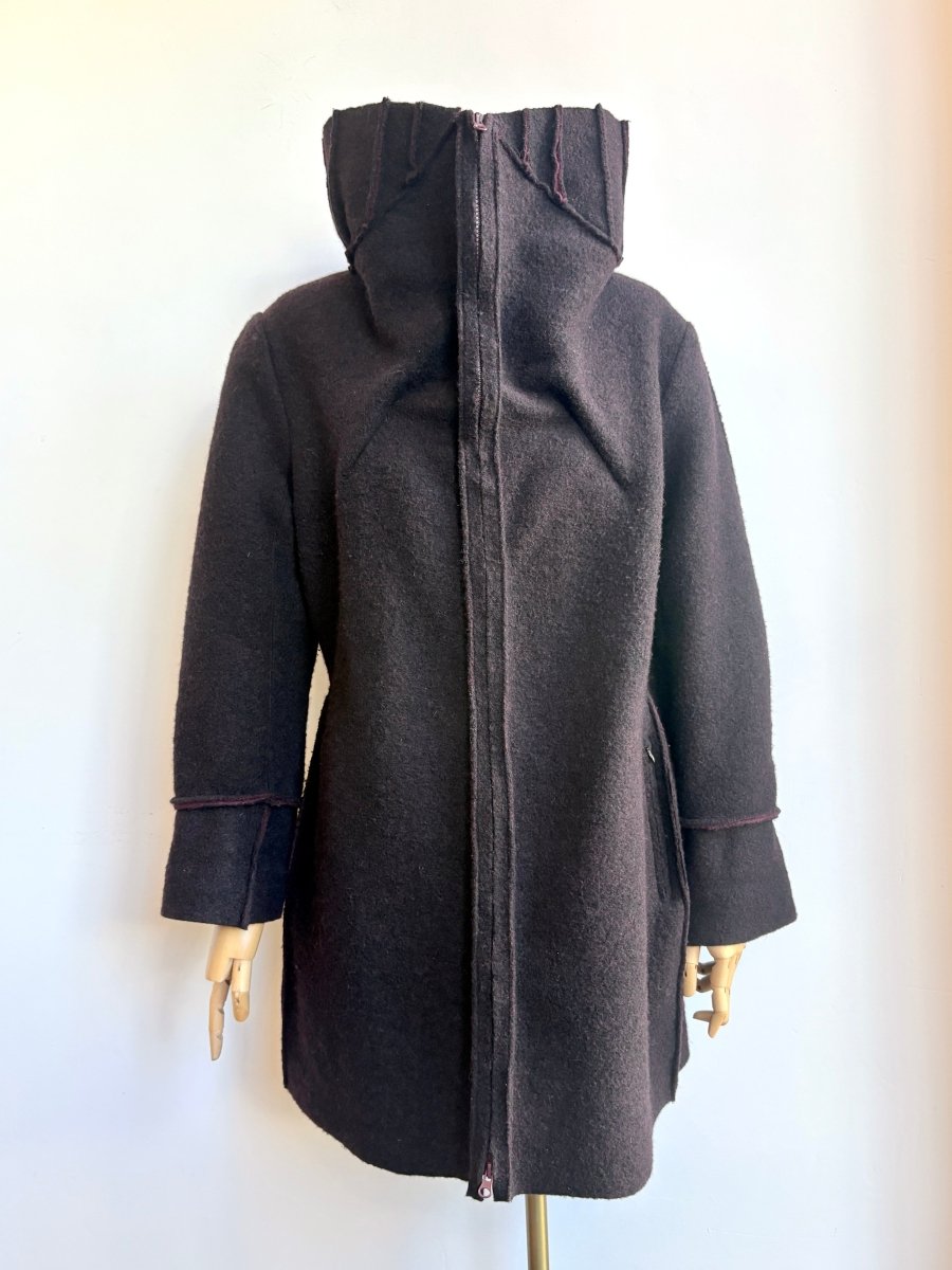 Vilma Mare | Dark Purple Wool Jacket with Pleated Collar (Vintage) - Made X Hudson