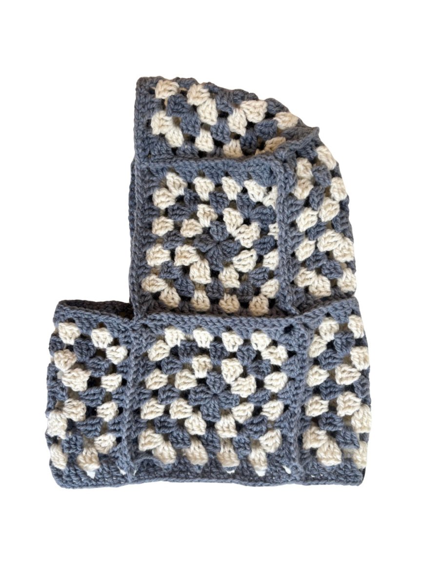 Earl Grey & White Wool Blend Hand Crochet Balaclava - Made X Hudson