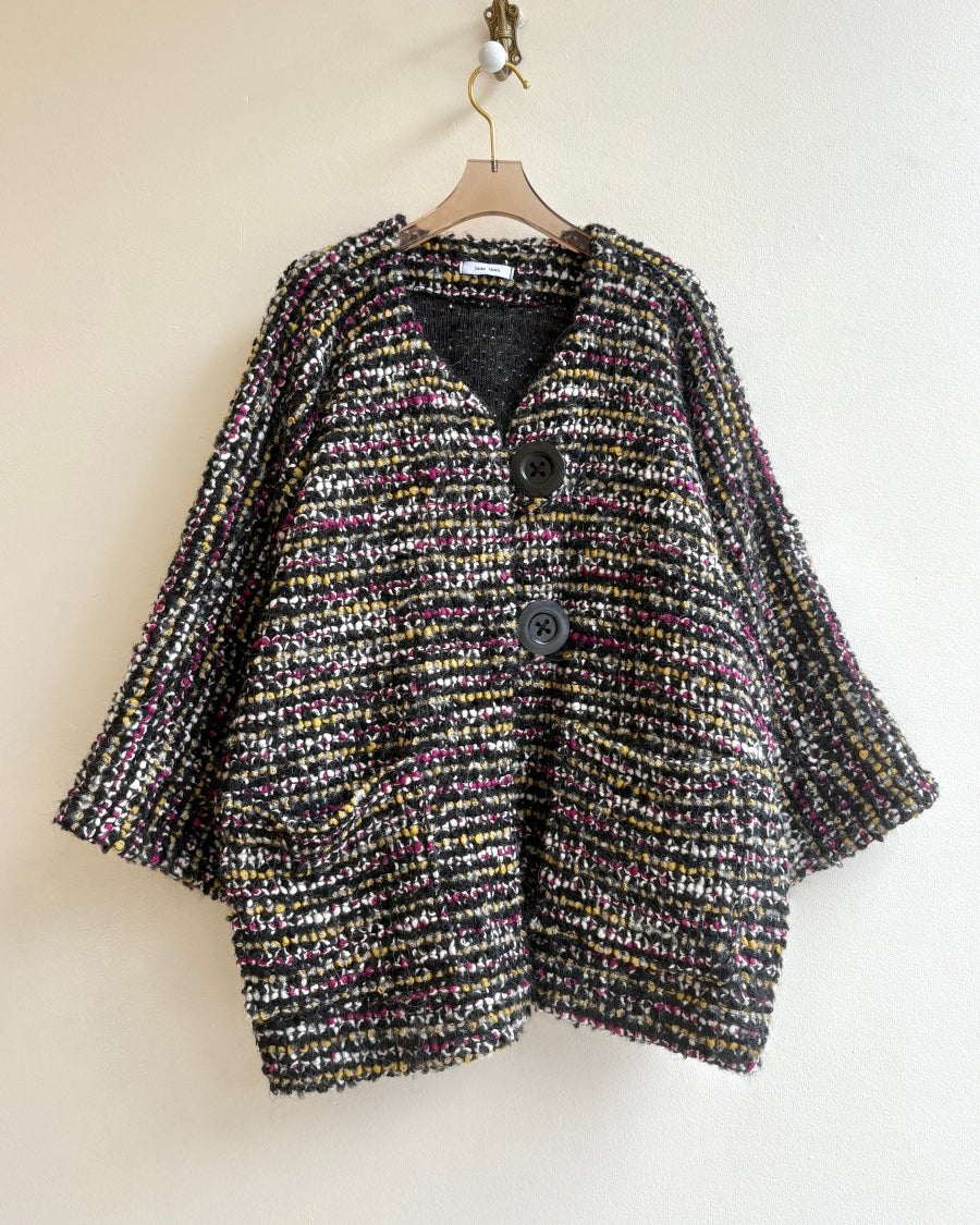 Black, Yellow, and Magenta Woven Dolman Sweater Jacket - Made X Hudson