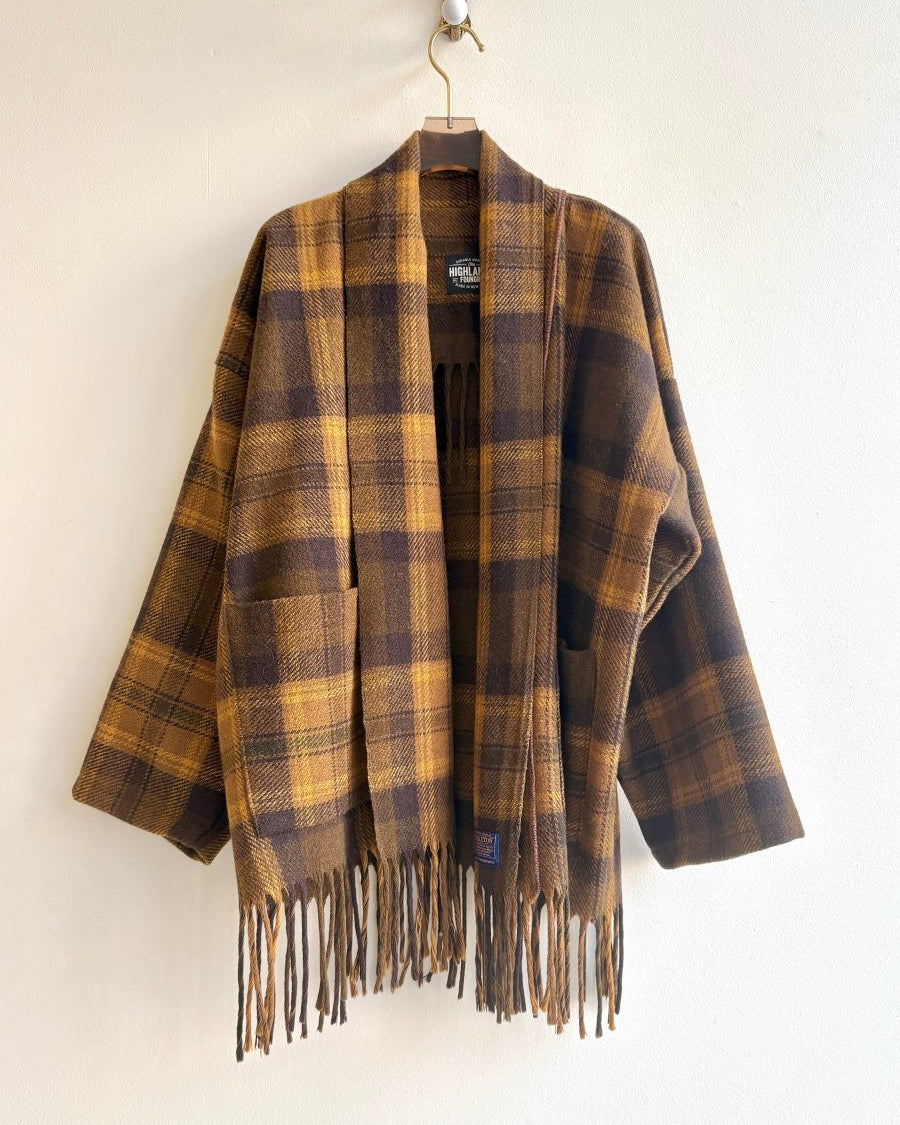 Ocher, Brown, & Mustard Plaid Heritage Blanket Coat - Made X Hudson