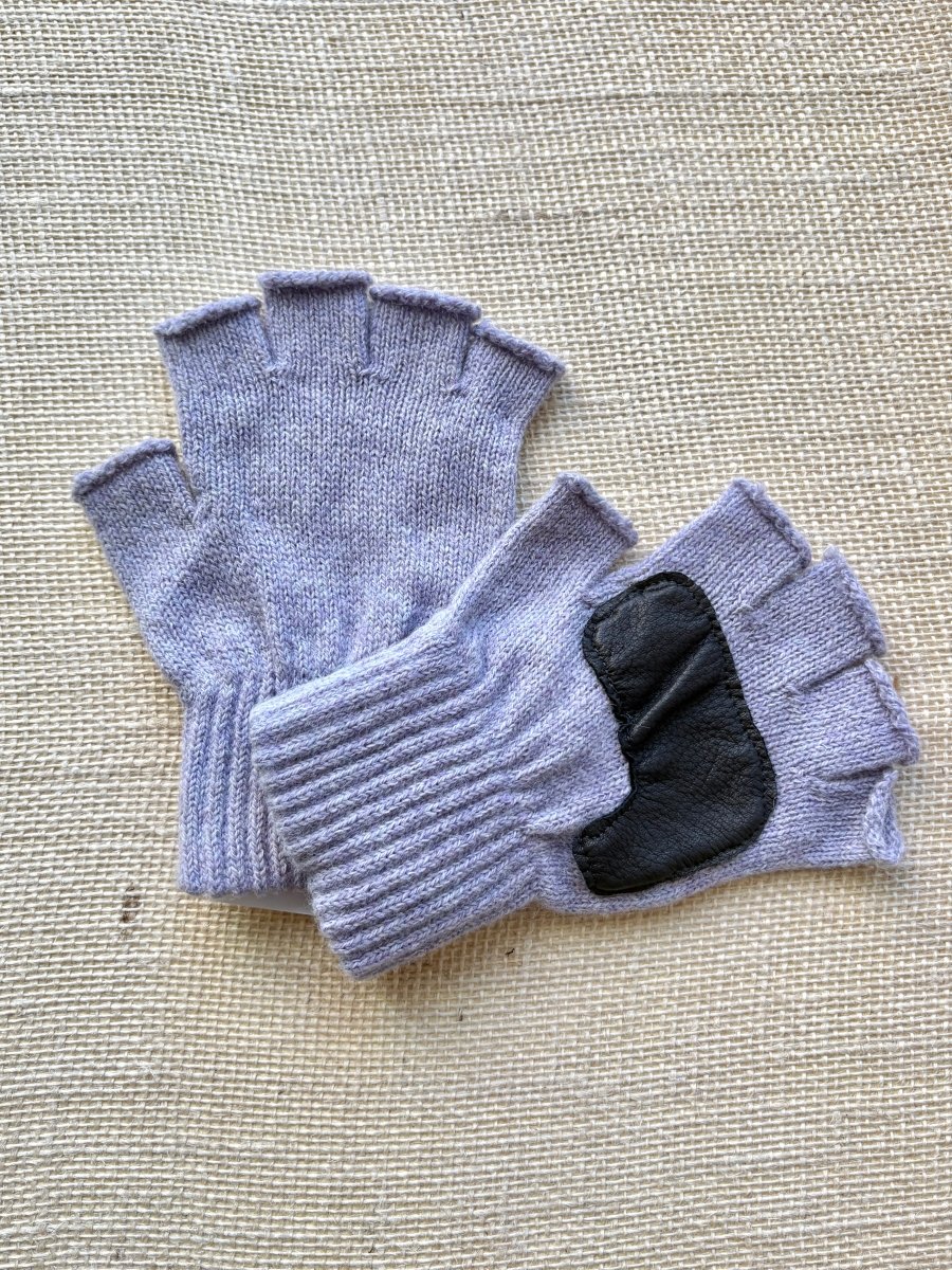 Fingerless Wool Gloves w/ Leather Palms | Womens One Size (Multiple Colors) - Made X Hudson