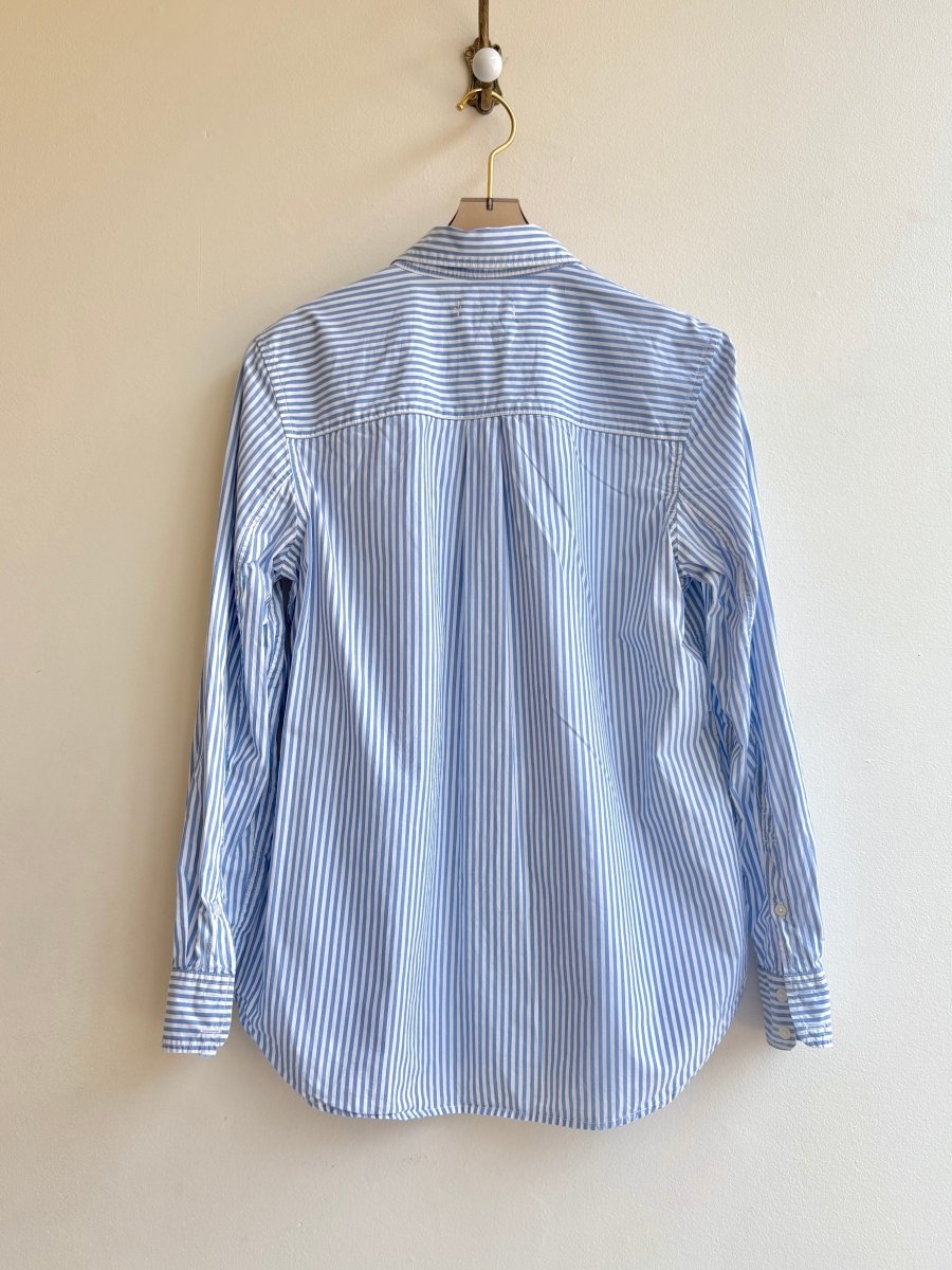 Pale Blue & White Stripe Carrot Print Shirt (Reworked) - Made X Hudson
